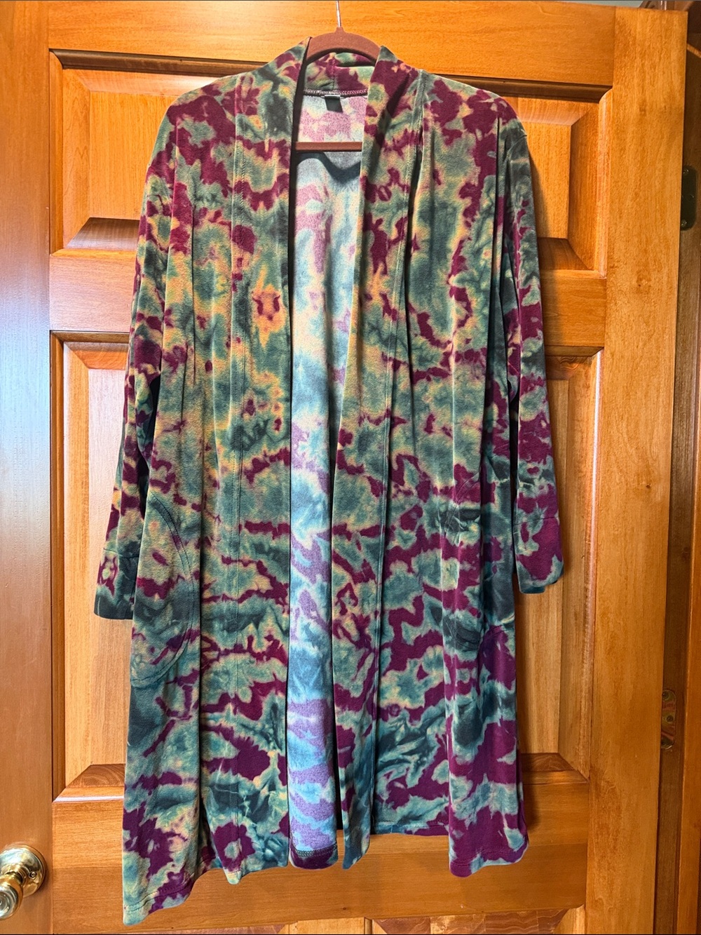 Tie-Dye Open Front Women’s Duster Jacket - Multicolor